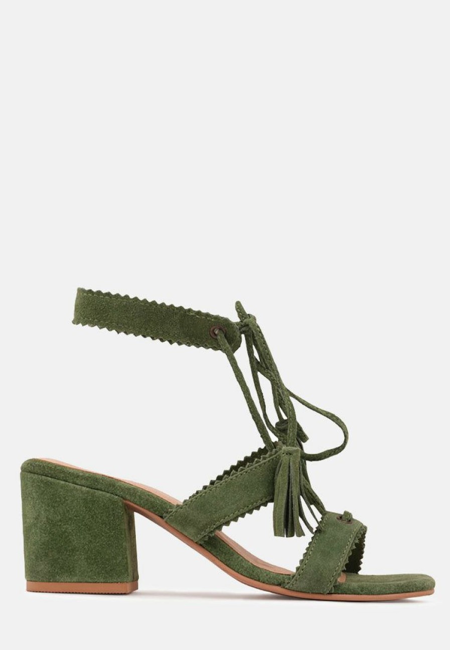 Ss'22 * | Rag & Co Zena Suede Leather Sandal Sandals Green