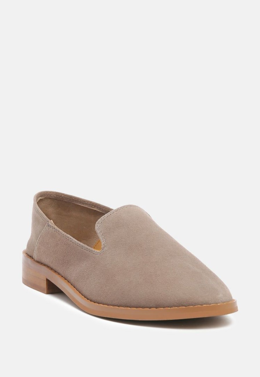 Ss'22 * | Rag & Co Loafers & Ballerinas Oliwia Classic Suede Loafers Taupe