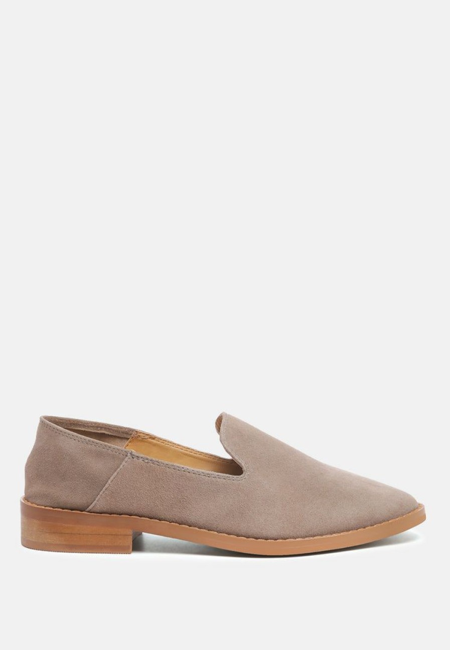 Ss'22 * | Rag & Co Loafers & Ballerinas Oliwia Classic Suede Loafers Taupe