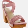 Clogs * | Rag & Co April Wooden Clogs In Suede Weave Light Pink