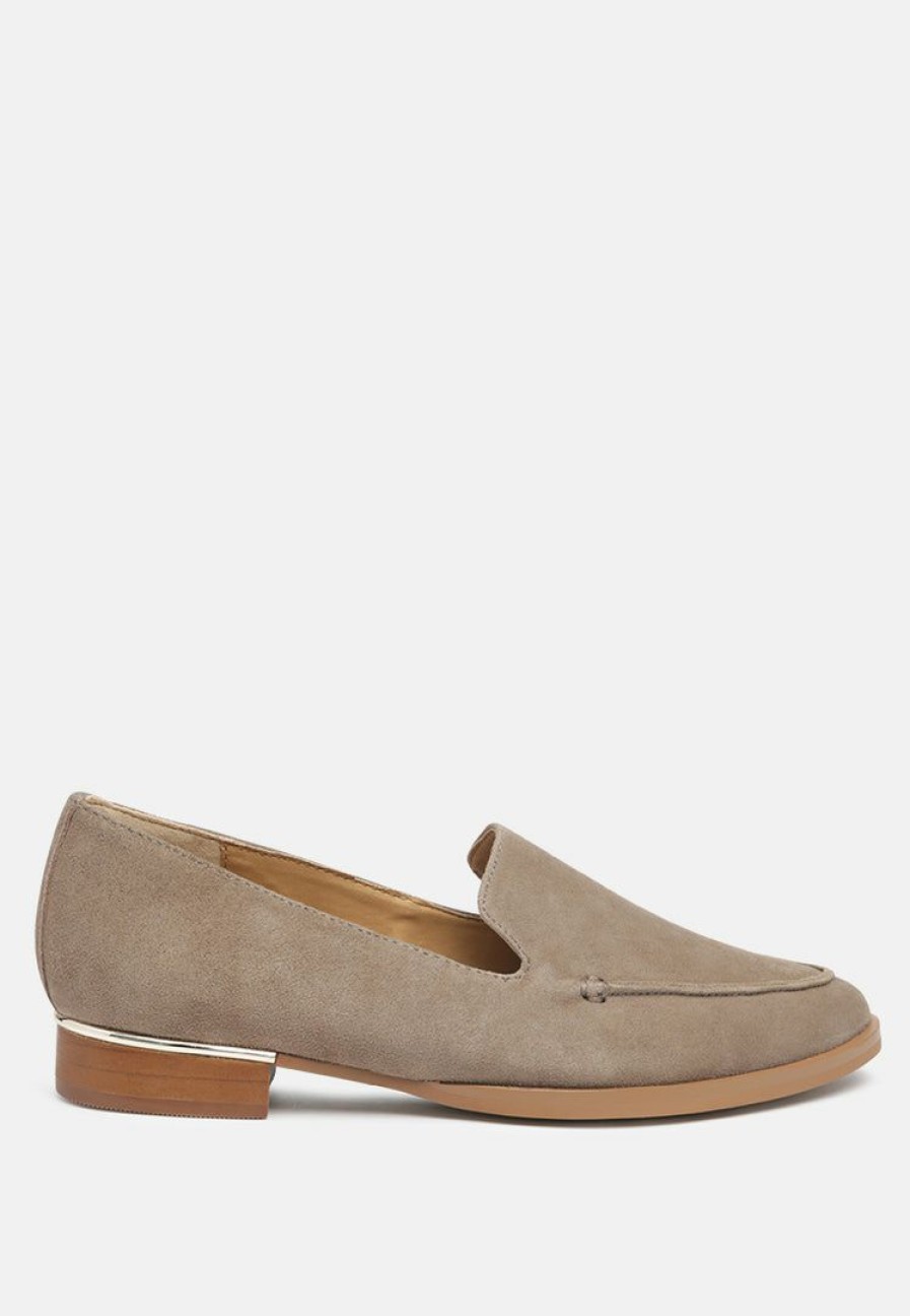 Ss'22 * | Rag & Co Anna Suede Leather Loafers Loafers & Ballerinas Taupe