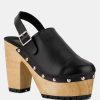 Clogs * | Rag & Co Alona Slingback High Block Heeled Clogs Black