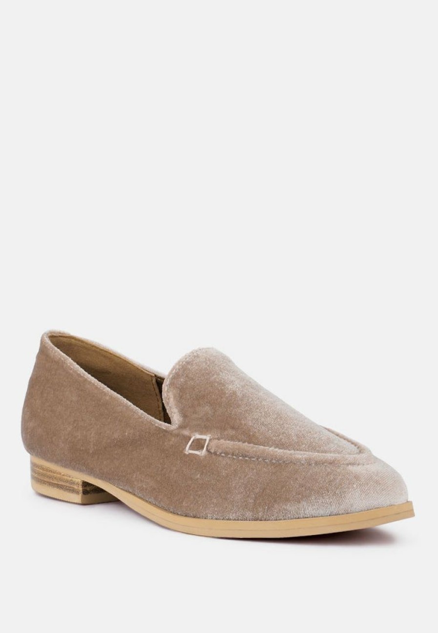 Loafers & Ballerinas * | Rag & Co Luxe-Lap Velvet Handcrafted Loafers Taupe