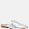 Flats * | Rag & Co Marla Metallic Leather Mules Flats Silver