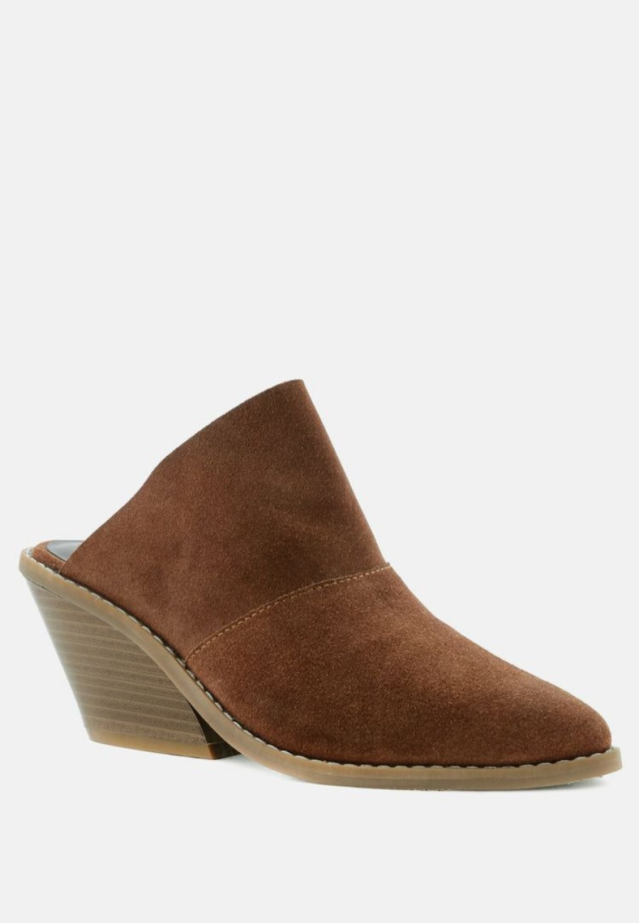 Mules * | Rag & Co Mae Classic Mule Heels Mules Brown