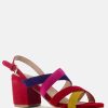 Ss'22 * | Rag & Co Mon-Lapin Red High Block Heel Leather Sandal Sandals Multi