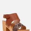 Ss'22 * | Rag & Co Samara Printed Leather Strap Sandal Tan