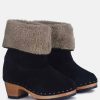 Boots * | Rag & Co Juglans Fur Collared Ankle Clog Boots In Black