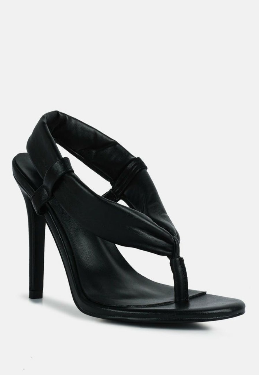 Sandals * | Rag & Co Singles High Heeled Thong Sandals Black