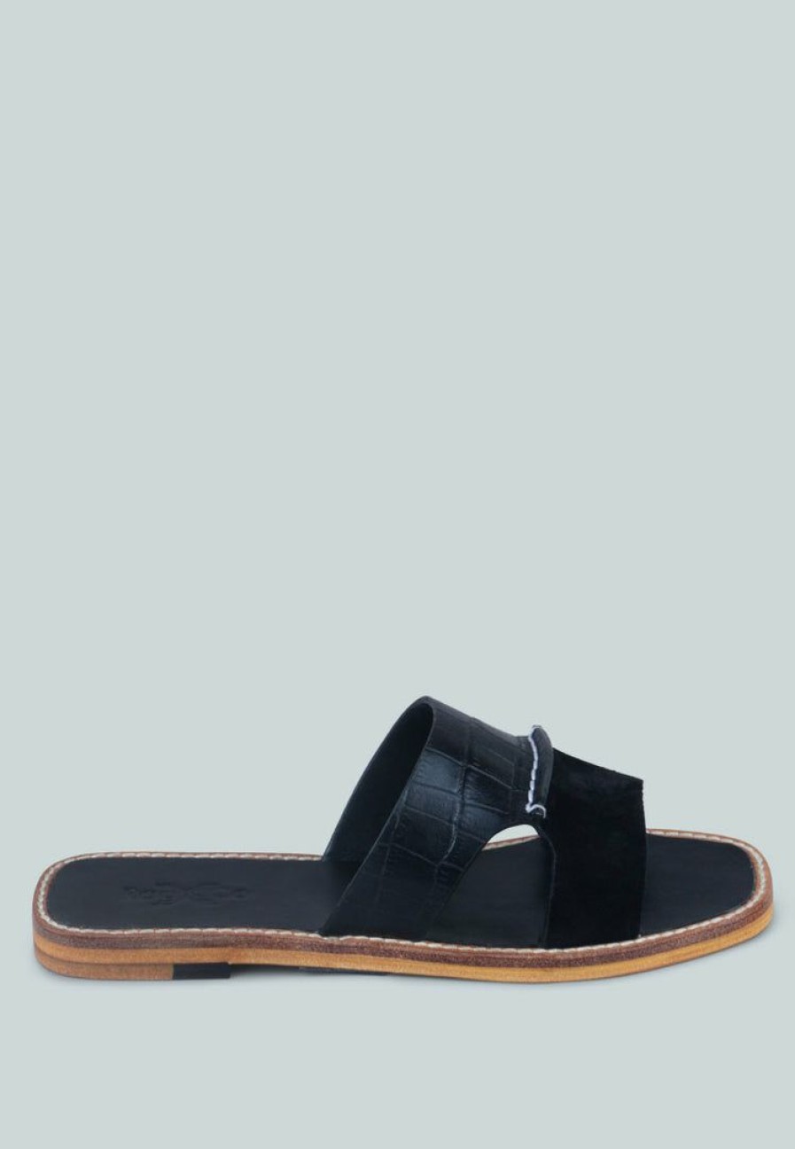 Ss'22 * | Rag & Co X Woodley Slip On Leather Flats In Black