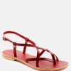 Ss'22 * | Rag & Co Flats Rita Strappy Flat Leather Sandals Red