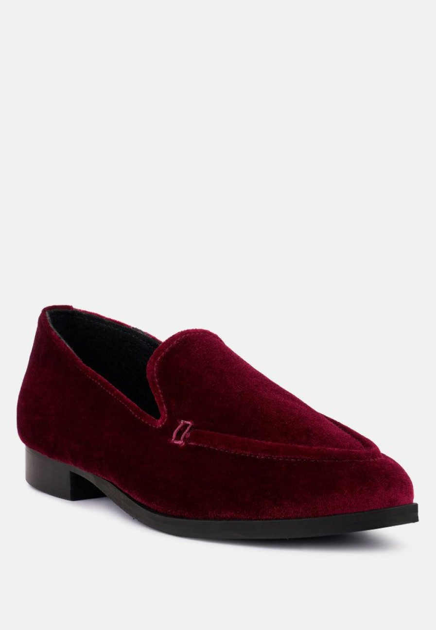 Loafers & Ballerinas * | Rag & Co Luxe-Lap Velvet Handcrafted Loafers Burgundy