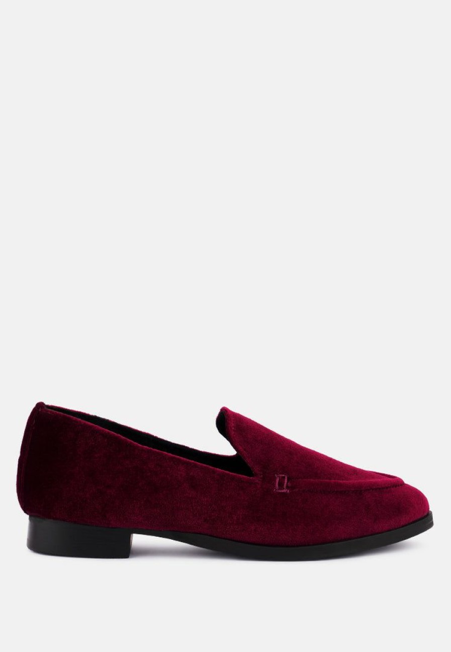 Loafers & Ballerinas * | Rag & Co Luxe-Lap Velvet Handcrafted Loafers Burgundy