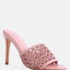 Sandals * | Rag & Co Tease Woven Heeled Slides Sandals Pink