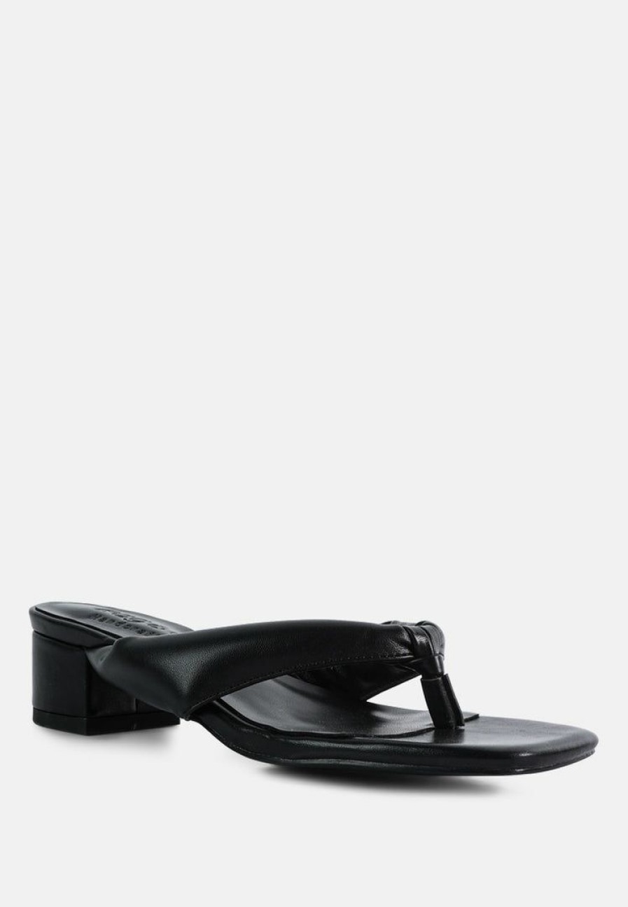 Sandals * | Rag & Co Memestar Low Heel Thong Sandals Black