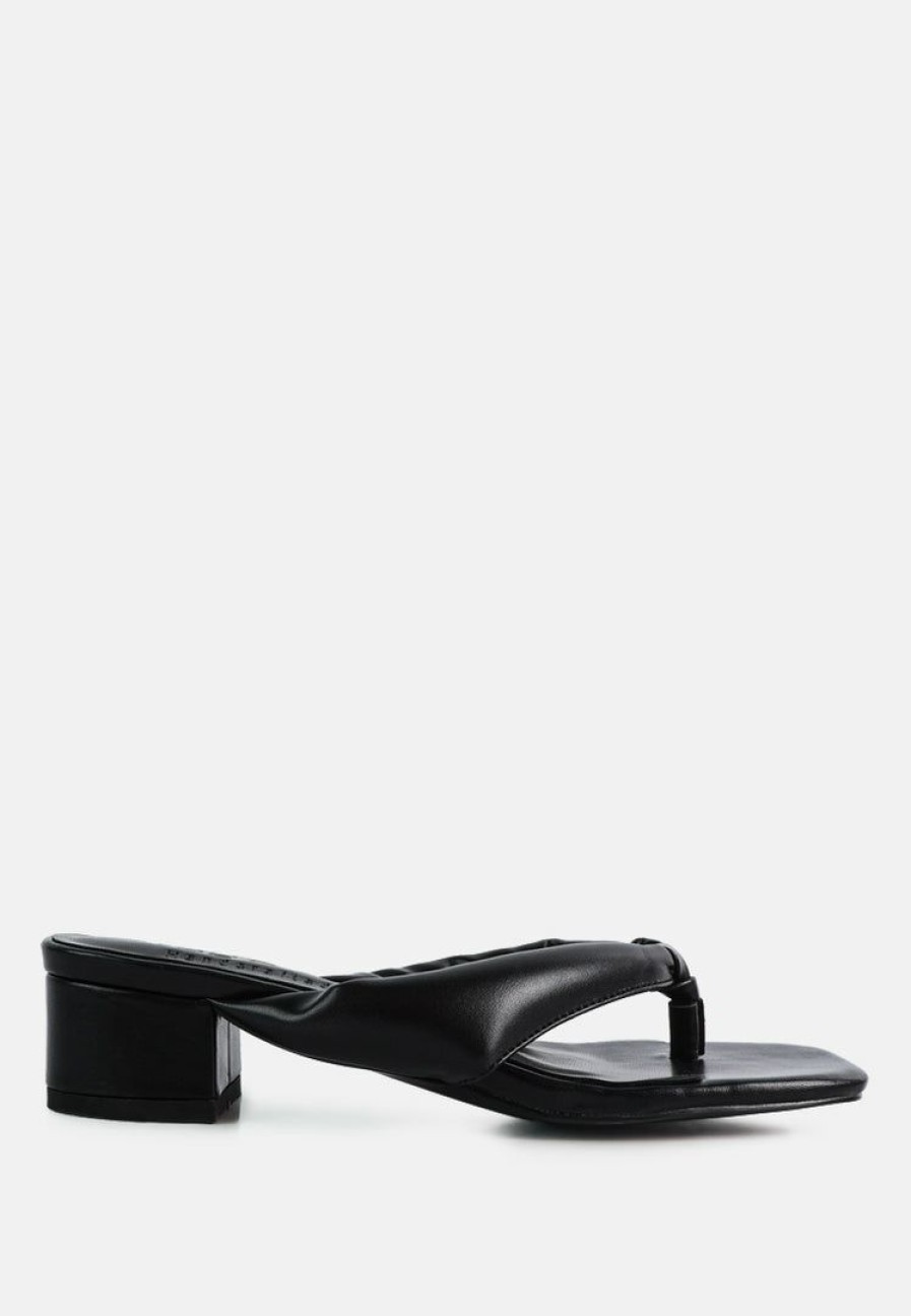 Sandals * | Rag & Co Memestar Low Heel Thong Sandals Black