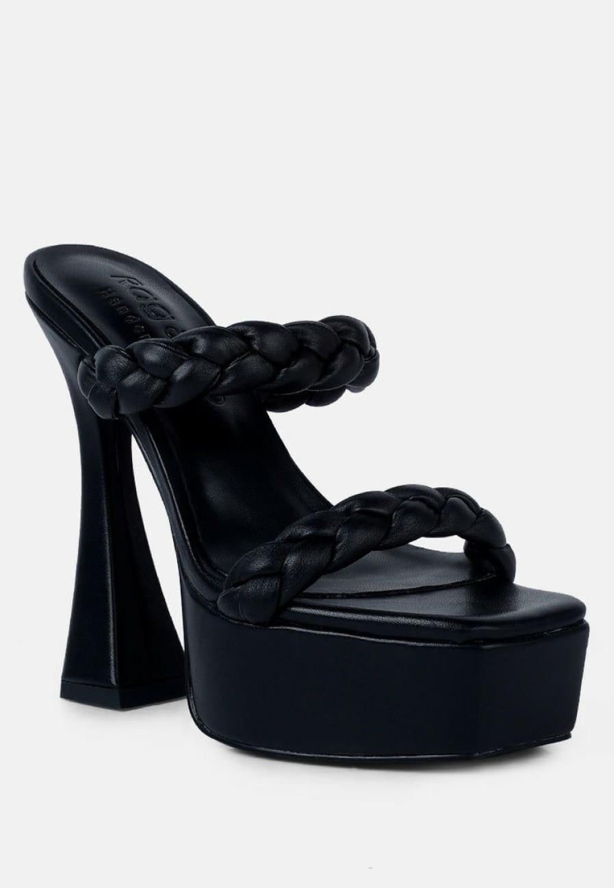 Sandals * | Rag & Co Pin-Up Braided High Heel Sandals Black