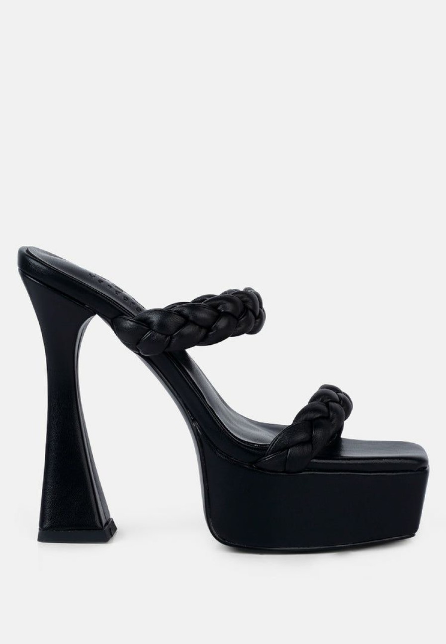 Sandals * | Rag & Co Pin-Up Braided High Heel Sandals Black