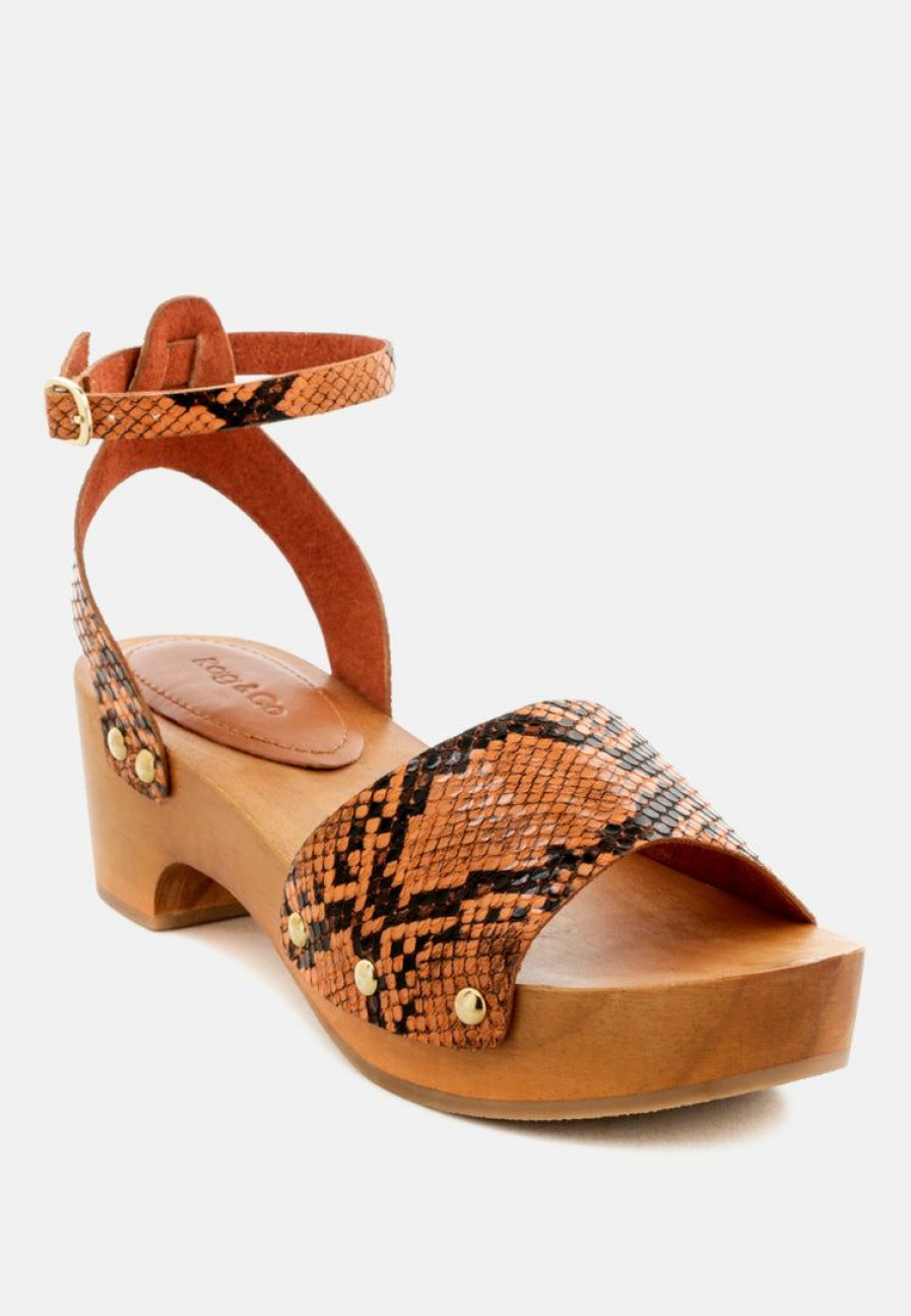 Clogs * | Rag & Co Cara Wooden Clogs Light Orange