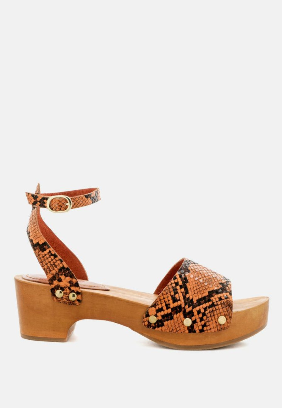 Clogs * | Rag & Co Cara Wooden Clogs Light Orange