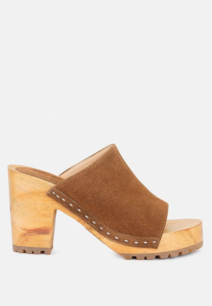 Ss'22 * | Rag & Co Jarrah Suede Slide Clogs Tan