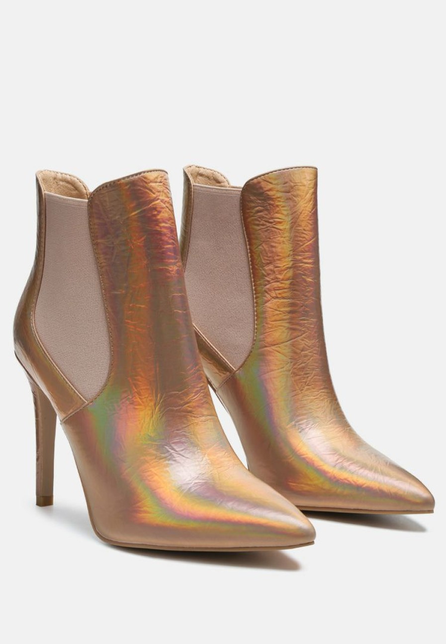 Boots * | Rag & Co Molina High Heeled Chelsea Boot In Gold