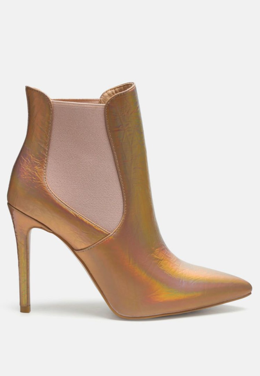 Boots * | Rag & Co Molina High Heeled Chelsea Boot In Gold