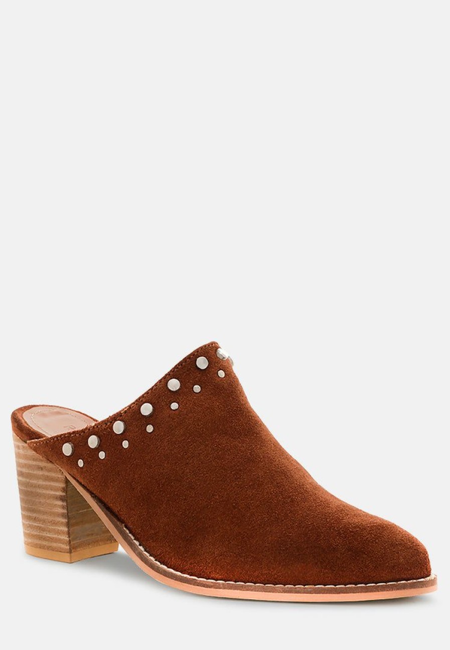 Mules * | Rag & Co Leslie Stacked Heel Mules Tan