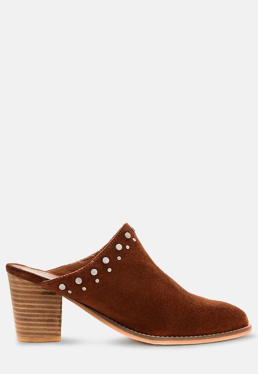 Mules * | Rag & Co Leslie Stacked Heel Mules Tan