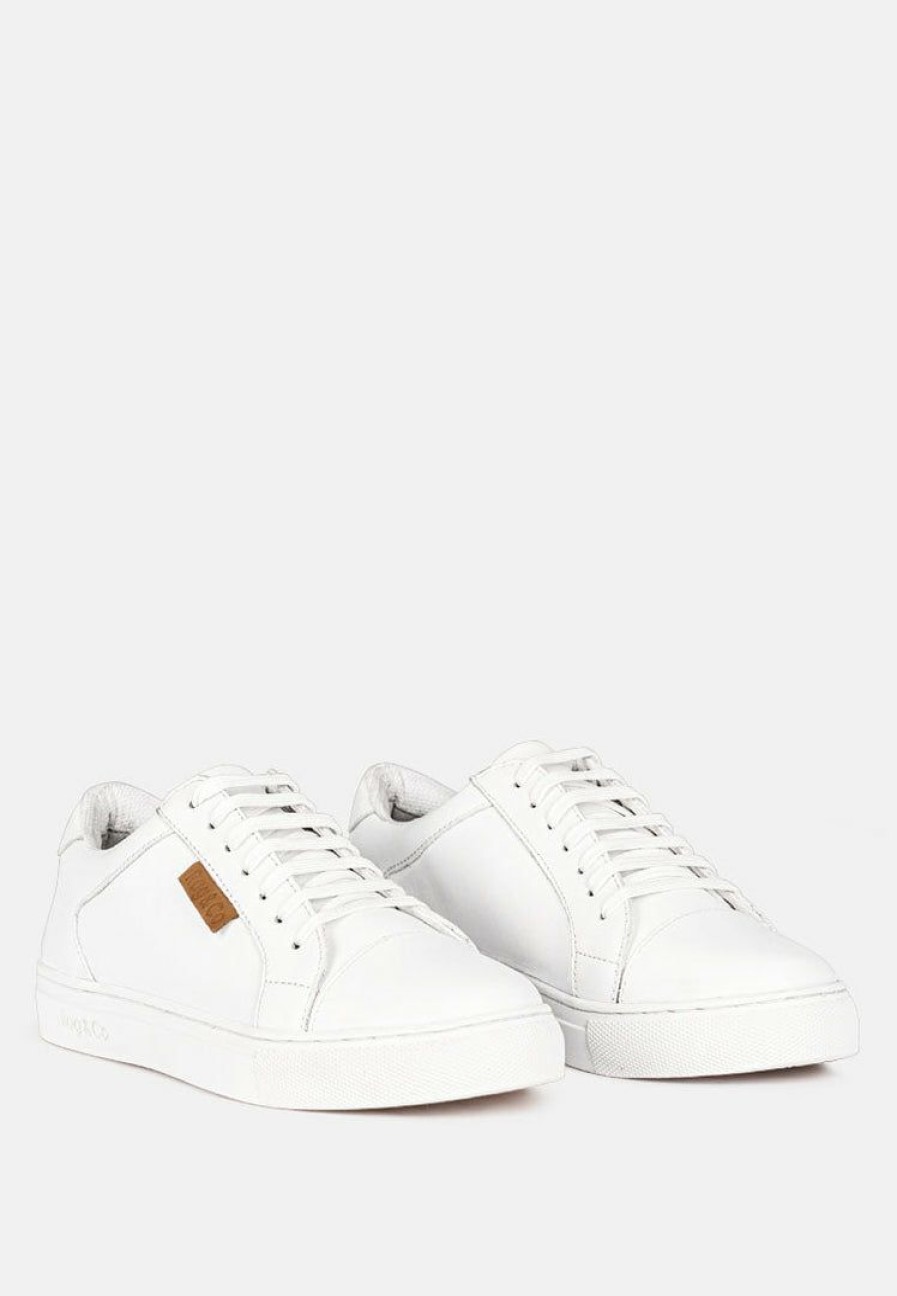 Ss'22 * | Rag & Co Ashford Fine Leather Handcrafted Sneakers White