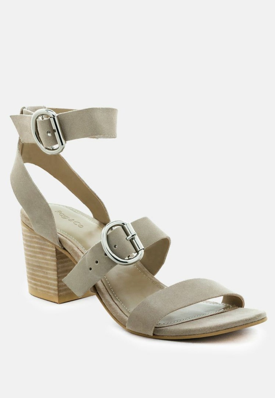 Sandals * | Rag & Co Sandals Nella Stacked Heel Leather Sandal Nude