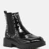 Boots * | Rag & Co Clara Studded Shiny Chelsea Boot Black