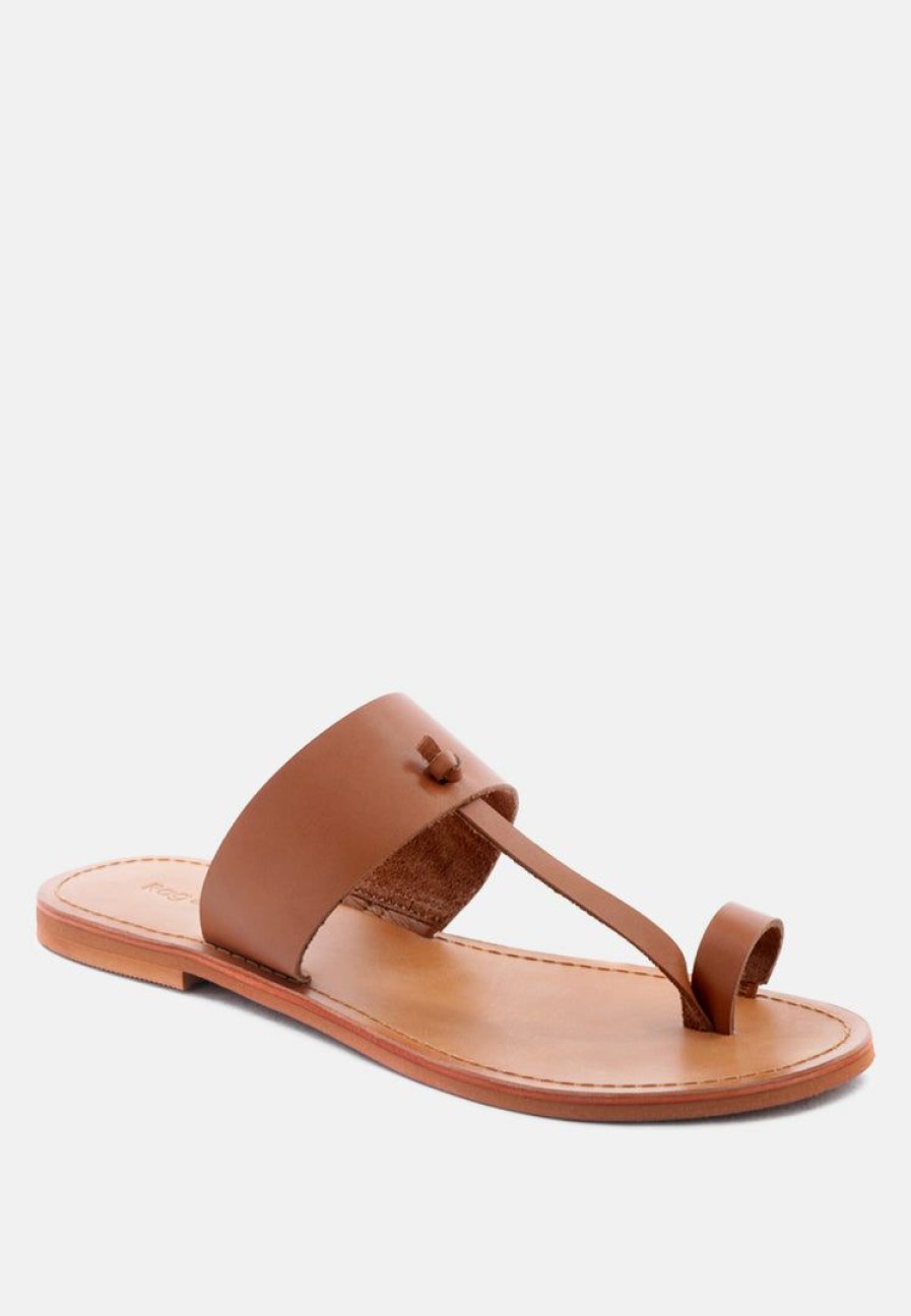 Ss'22 * | Rag & Co Leona Thong Flat Sandals Flats Tan