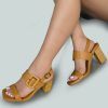 Sandals * | Rag & Co X Sandals Swift Big Buckle Leather Slingback Sandal In Tan