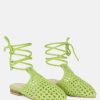 Ss'22 * | Rag & Co Tutsi Handwoven Honeycomb Cotton Tie Up Mule Flats Green