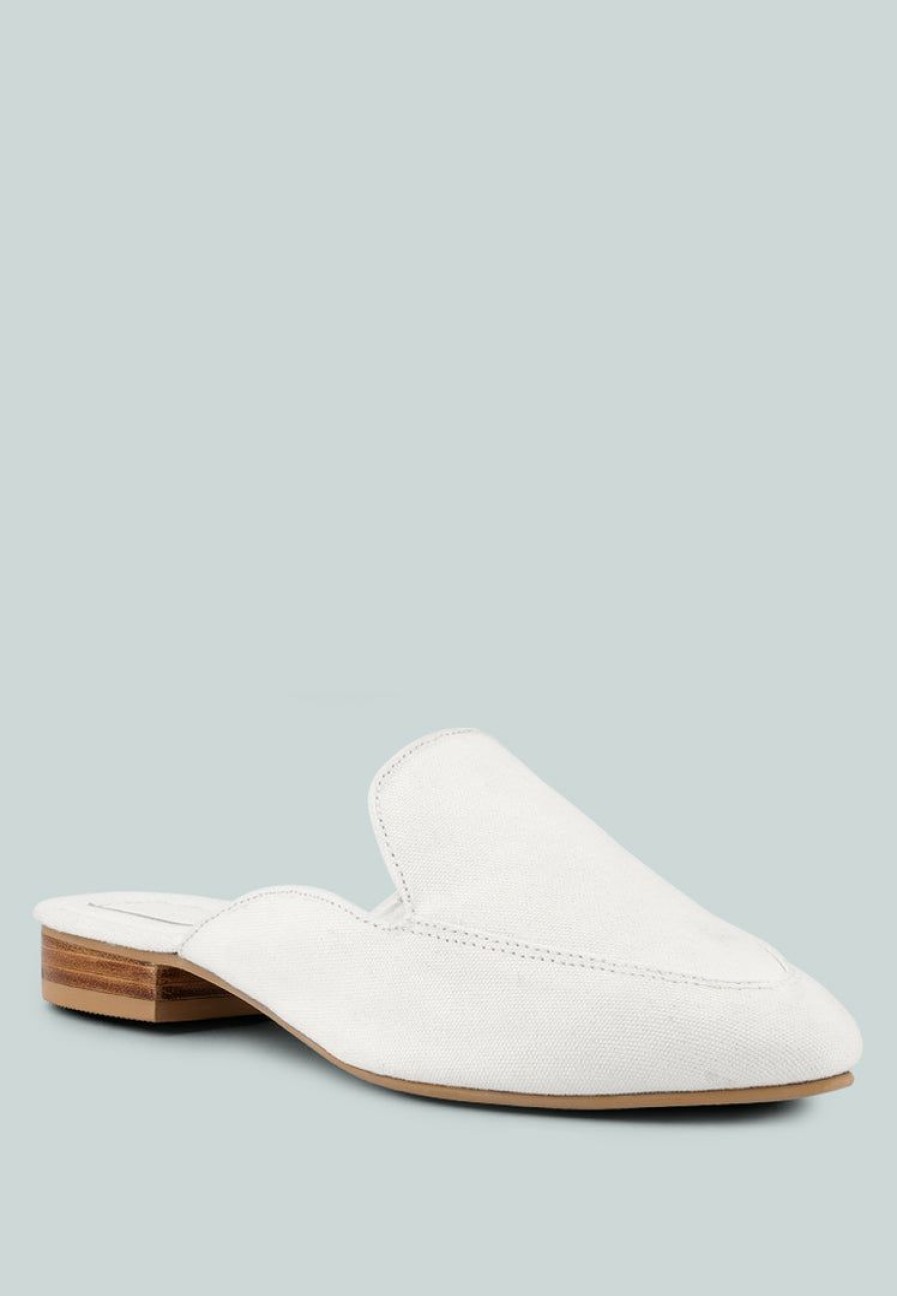 Mules * | Rag & Co Calico Organic Canvas Mules White