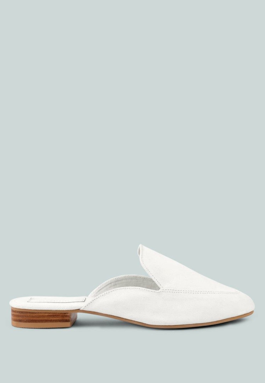 Mules * | Rag & Co Calico Organic Canvas Mules White