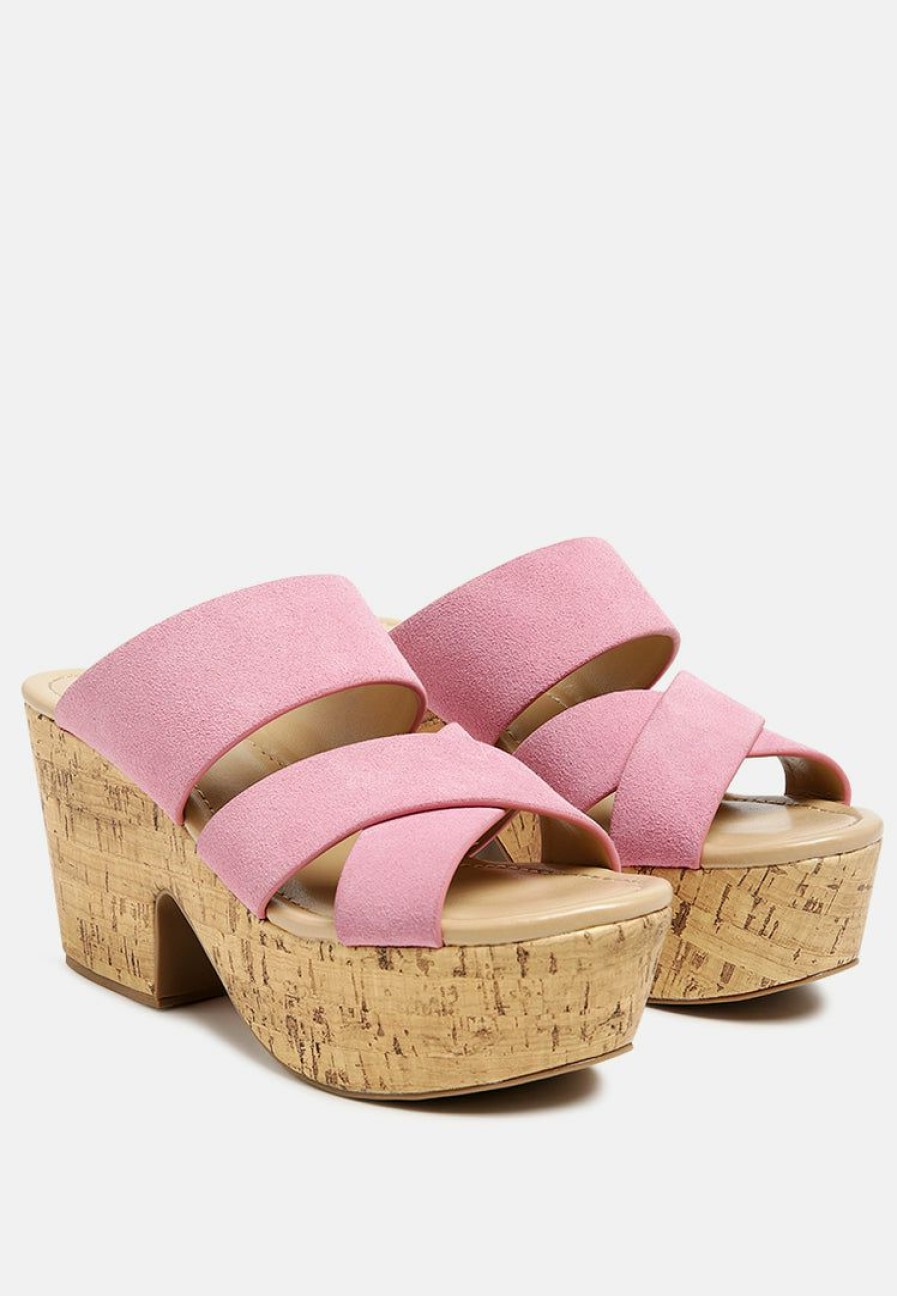 Ss'22 * | Rag & Co Gerd Block Heeled Suede Slip-On Sandal In Ss'22 Pink