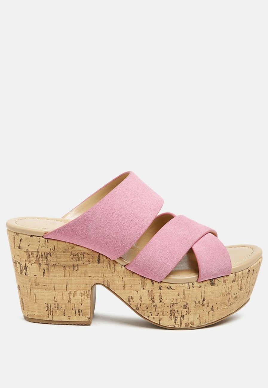 Ss'22 * | Rag & Co Gerd Block Heeled Suede Slip-On Sandal In Ss'22 Pink