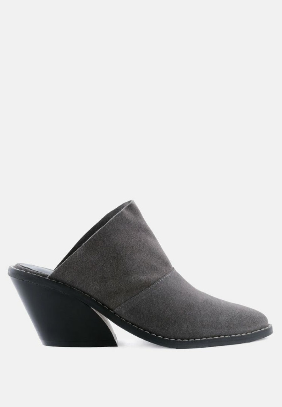 Mules * | Rag & Co Mules Mae Classic Mule Heels Grey