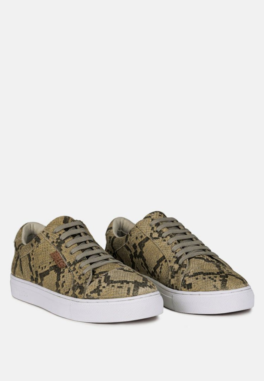 Ss'22 * | Rag & Co Ashford Snake Skin Print Handcrafted Sneakers Natural Snake