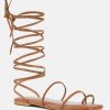 Flats * | Rag & Co Amatha Essential Toe Ring Summer Leather Flats Tan