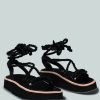 Ss'22 * | Rag & Co X Flats Kendall Strings Platform Leather Sandal In Black