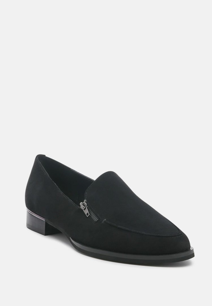 Ss'22 * | Rag & Co Sara Suede Slip-On Loafers Black