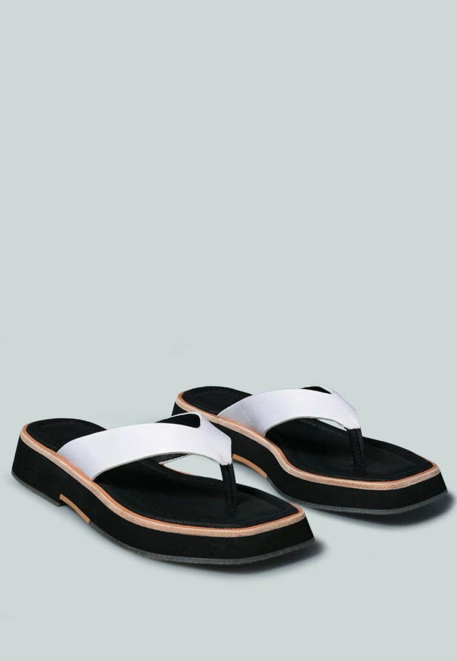 Ss'22 * | Rag & Co X Flats Blunt Flat Thong Sandal In White