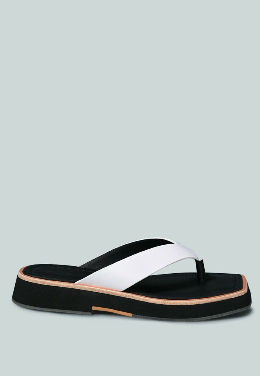 Ss'22 * | Rag & Co X Flats Blunt Flat Thong Sandal In White