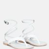 Ss'22 * | Rag & Co Wrap-Up Tie Around Flat Sandals Flats White