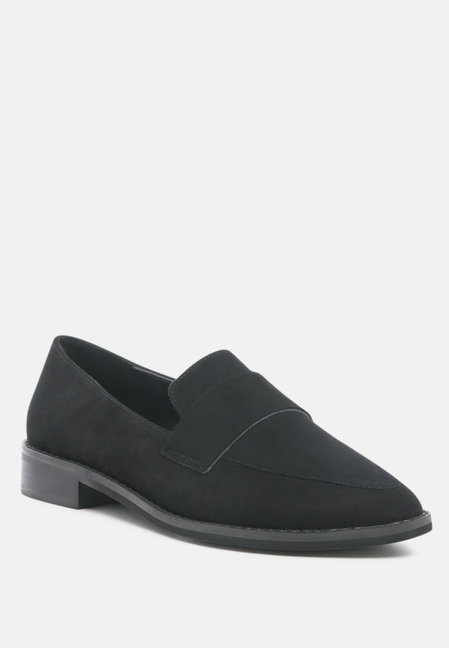 Ss'22 * | Rag & Co Zofia Suede Penny Loafers Loafers & Ballerinas Black