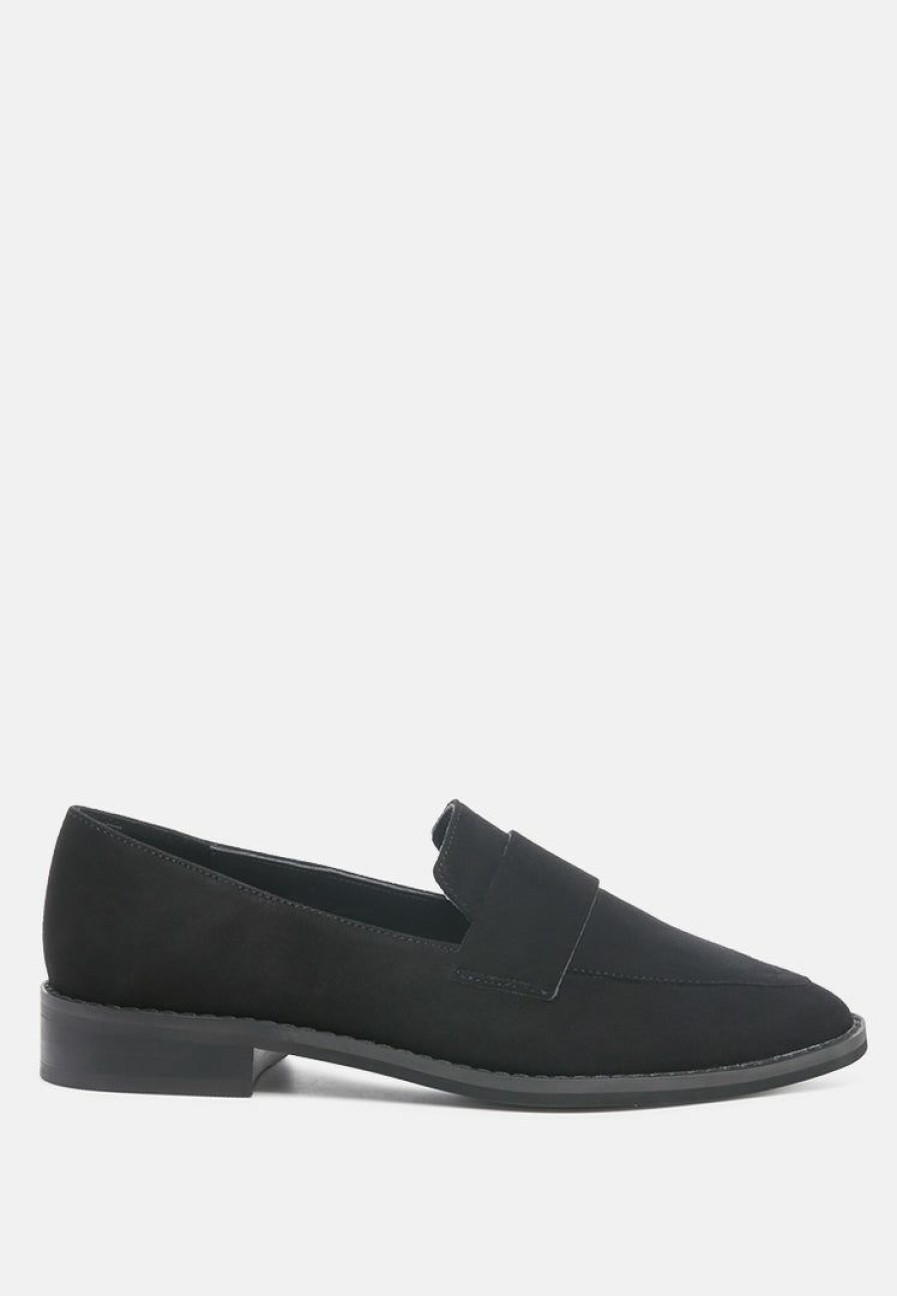 Ss'22 * | Rag & Co Zofia Suede Penny Loafers Loafers & Ballerinas Black