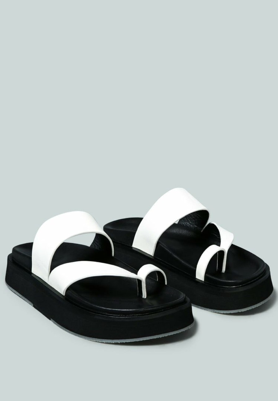 Ss'22 * | Rag & Co X Bullock Slip-On Leather Sandal In Flats White